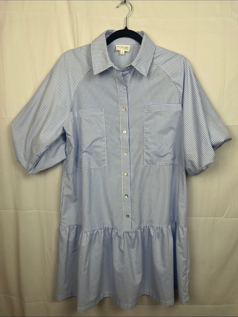 Before You Blue & White Striped Button-Up Shirtdress